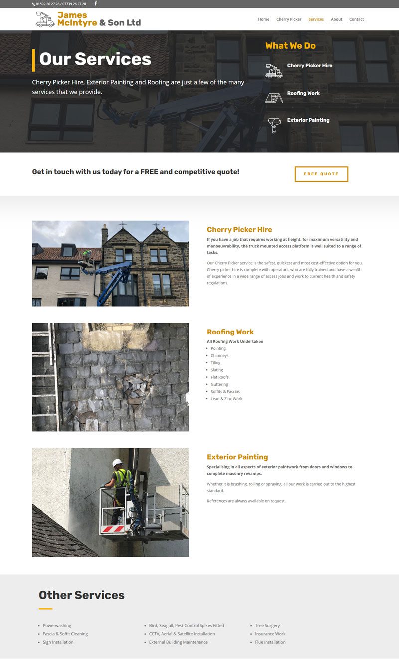 James McIntyre & Son Website Design