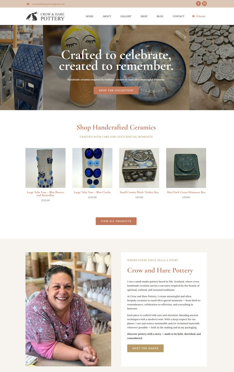 Crow and Hare Website Design
